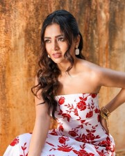 Sexy Tejaswi Prakash in a Printed Floral Off Shoulder Dress Pictures 01