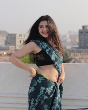 Sexy Vedvika Soni in a Embroidered Satin Half Saree with Black Crop Top Blouse Photos 01