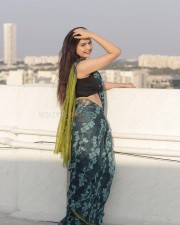 Sexy Vedvika Soni in a Embroidered Satin Half Saree with Black Crop Top Blouse Photos 03
