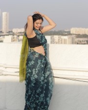 Sexy Vedvika Soni in a Embroidered Satin Half Saree with Black Crop Top Blouse Photos 05