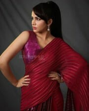 South Actress Lavanya Tripathi Red Saree Photoshoot Stills 02