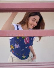 Sparkling Actress Sharvari Wagh in a Floral Denim Corset and Beige Trousers Photos 05