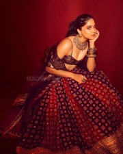 Spicy Sharvari Wagh in a Purple and Red Designer Lehenga Photos 03