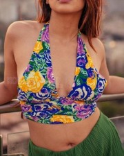 Hot Yukti Thareja Cleavage in a Colorful Floral Cutout Crop Top Photos 03