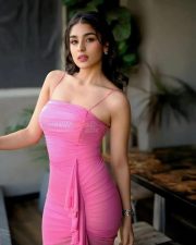 Striking Actress Yukti Thareja in a hot pink ruched strapless mini dress photos 02