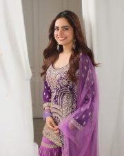 Beautiful Ayesha Khan in an Ethnic Embroidered Purple Salwar Photos 04