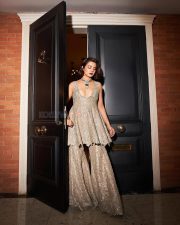 Beautiful Surveen Chawla in a Beige Champagne Embroidered Co Ord Set Pictures 02 Beautiful Surveen Chawla in a Beige Champagne Embroidered Co Ord Set Pictures 02
