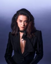 Best Dressed Beauty Surveen Chawla in a Black Blazer with a Plunging V Neckline with a Sheer Black Scarf Photos 02 Best Dressed Beauty Surveen Chawla in a Black Blazer with a Plunging V Neckline with a Sheer Black Scarf Photos 02
