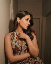 Elegant Nikita Dutta in a Floral Short Sheer Dress with a V Neck Cleavage Photos 02