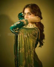 Graceful Actress Ayesha Khan in a Green Embroidered Saree Photos 06 Graceful Actress Ayesha Khan in a Green Embroidered Saree Photos 06