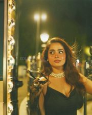 Hot Ayesha Khan in a Black Sleeveless Cleavage Dress Photos 04