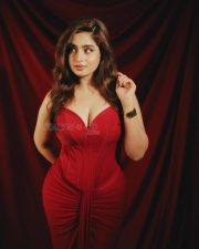 Hot Mallu Beauty Ayesha Khan in a Red Ruched Bodycon Dress with a Corset Style Bodice Photos 02