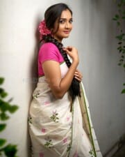 Malayalam Actress Surabhi Santosh Saree Photoshoot Pictures 02