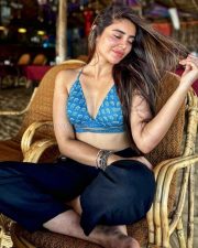 Manoharam Actress Kushita Kallapu in a Printed Bralette Bikini and Black Pant Photos 06