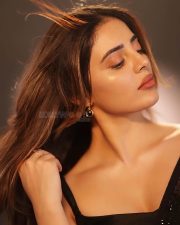 Sexy Kushitha Kallapu in a Black Saree with a Backless Sleeveless Blouse Pictures 03