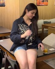 Telugu Actress Kushitha Kallapu in a Black Printed Shirt and Mini Denim Shorts Photos 04 Telugu Actress Kushitha Kallapu in a Black Printed Shirt and Mini Denim Shorts Photos 04