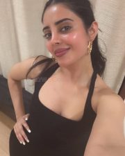 Tollywood Actress Kushitha Kallapu in a Sleeveless Black Halter Neck Top Selfie Photos 01