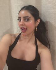 Tollywood Actress Kushitha Kallapu in a Sleeveless Black Halter Neck Top Selfie Photos 04