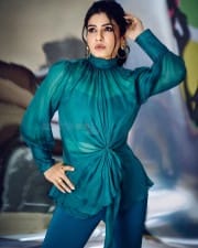 Actress Raveena Tandon in a Vintage Emerald Green Dress Pictures 02