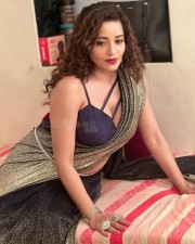 Bhojpuri Actress Monalisa Stunning in a Glittery Saree and Deep Neck Blouse Pictures 07
