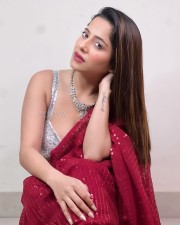 Bold Kate Sharma Spicy Cleavage in a Red Saree with Deep Low Neck Blouse Pictures 02