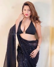 Bold Kate Sharma in a Sexy Hot Black Saree Photos 08