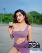 Bold and Hot Simran Kaur Drinking Wine in the Beach Photos 03