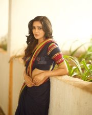 Charming Actress Anaira Gupta in a Navy Blue Tribal Border Saree Photos 08 Charming Actress Anaira Gupta in a Navy Blue Tribal Border Saree Photos 08