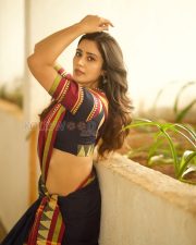Charming Actress Anaira Gupta in a Navy Blue Tribal Border Saree Photos 10 Charming Actress Anaira Gupta in a Navy Blue Tribal Border Saree Photos 10