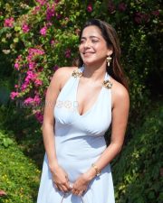 Charming Actress Kate Sharma in a Baby Blue Halter Dress Photos 02