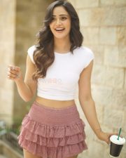 Desirable Anaira Gupta in a White Crop Top and a Tiered Pink Mini Skirt Photos 02