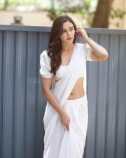 Elegant Actress Anaira Gupta in a White Saree Photos 03