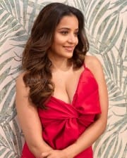 Glam Monalisa in a Red Hot Mini Dress With Plunging Neckline Photos 03