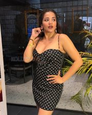 Glamorous Asli Monalisa Cleavage in a Black white polka dot mini dress Photos 07