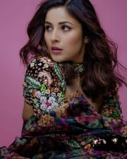 Gorgeous Shehnaaz Gill in a Multi Coloured Outfit Photos 05