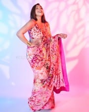 Maanvi Gagroo in a Pink Printed Saree Photos 01