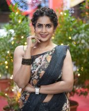 Miss Chennai Samyuktha Shan in a Printed Saree with Sleeveless Blouse Pictures 03