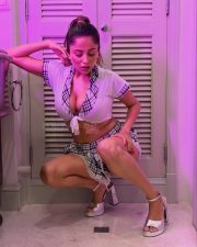 Provocative Kate Sharma Cleavage in a White Plaid Crop Top Photos 08