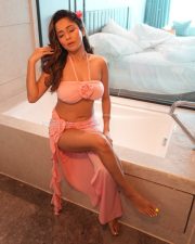 Seductive Kate Sharma in a Soft Pink Two Piece Bikini with a Draped Sarong Photos 09