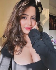 Sexy Kate Sharma Cleavage in a Long Black Crop Top Photos 03