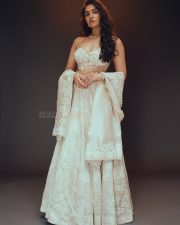 Ace Heroine Rukmini Vasanth in a Strapless Sheer Corset Top with a Matching Lehenga Skirt Pictures 03