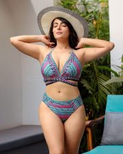 Actress Aanchal Munjal in a Vibrant Multicolored Bikini Photos 05