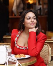 Alluring Aanchal Munjal Cleavage in a Red Jewelled Top Photos 04