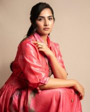 Bagheera Actress Rukmini Vasanth in a Pink Handwoven Silk Shirt with a Matching Fluid Skirt Pictures 02 Bagheera Actress Rukmini Vasanth in a Pink Handwoven Silk Shirt with a Matching Fluid Skirt Pictures 02