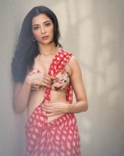 Enchanting Actress Afreen Alvi in a Red Ikat Print Saree Photos 02 Enchanting Actress Afreen Alvi in a Red Ikat Print Saree Photos 02