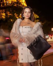 Glamorous Actress Aanchal Munjal in a White Embellished Mini Dress Photos 03