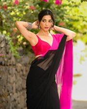 Glamorous Actress Afreen Alvi in a Pink and Black Saree Photos 07