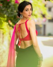 Glamorous Actress Afreen Alvi in a Pink and Black Saree Photos 08