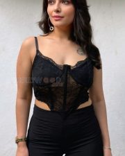 Gorgeous Aanchal Munjal in a Black Corset Lace Crop Top and Black Pants Photos 03 Gorgeous Aanchal Munjal in a Black Corset Lace Crop Top and Black Pants Photos 03