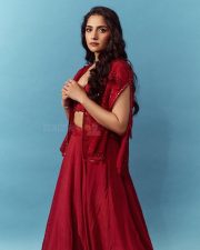 Graceful Beauty Rukmini Vasanth in a Red Bralette Lehenga Photos 04